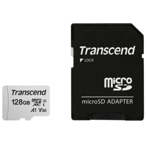 Флеш карта microSD 128GB Transcend microSDXC Class 10 UHS-I U3,  V30,  A1,   (SD адаптер),  TLC