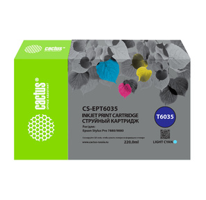 Картридж струйный Cactus CS-EPT6035 T6035 светло-голубой  (220мл) для Epson Stylus PRO 7880 / 9880