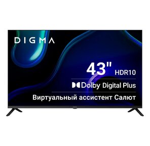 Телевизор LED Digma 43" DM-LED43UBB40 Салют ТВ Frameless Metal черный 4K Ultra HD 60Hz DVB-T DVB-T2 DVB-C DVB-S DVB-S2 USB WiFi Smart TV