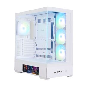 корпус ZALMAN P40 DS,  ATX,  WHITE,  WINDOW,  9.1-inch LCD screen,  2xCombo (2.5” or 3.5”),  1x2.5”,  1xUSB TYPE-C,  2xUSB3.0,  SIDE 3x120mm ARGB,  REAR 1x120mm ARGB