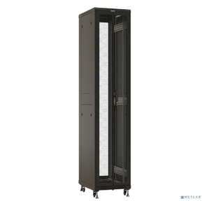 Шкаф серверный Hyperline  (TTBR-4261-DD-RAL9004) напольный 42U 600x1000мм пер.дв.перфор. задн.дв.перфор. 2 бок.пан. направл.под закл.гайки 800кг черный 910мм 2055мм IP20 сталь