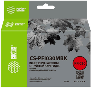 Картридж струйный Cactus CS-PFI030MBK PFI-030MBK черный матовый  (55мл) для Canon imagePROGRAF TA-20 / 30
