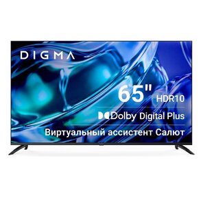 Телевизор LED Digma 65" DM-LED65UBB40 Салют ТВ Frameless Metal черный / черный 4K Ultra HD 60Hz DVB-T DVB-T2 DVB-C DVB-S DVB-S2 USB WiFi Smart TV