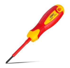 Диэлектрическая крестовая отвертка Deli DL513060 PH0х60мм  сталь Cr-V,  сертификат VDE для работ под напряжением до 1000 В