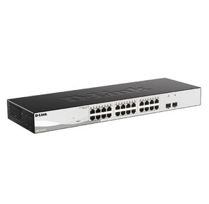 D-Link DGS-1210-26 / F3A,  L2 Smart Switch with  24 10 / 100 / 1000Base-T ports and 2 100 / 1000Base-X SFP ports. 8K Mac address,  802.3x Flow Control,  4K of 802.1Q VLAN,  4 IP Interface,  802.1p