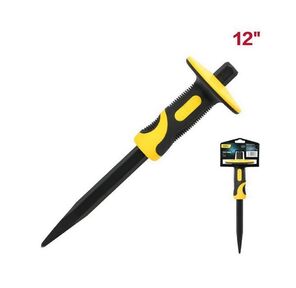 Зубило пикообразное с протектором Deli DL6412 4х19х305мм,  двухкомпонентная рукоять