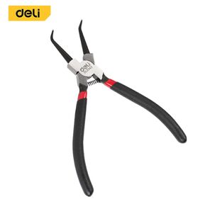 Изогнутый съемник внутренних стопорных колец Deli DL0343 7"; Размер: 7 дюймов. 40Cr. Черная отделка и полировка.