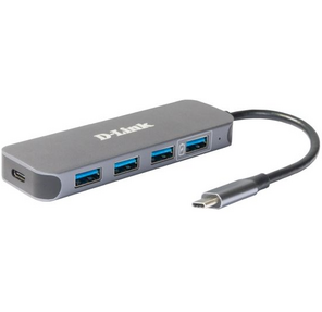 D-Link DUB-2340 / A1A Концентратор с 4 портами USB 3.0  (1 порт с поддержкой режима быстрой зарядки),  1 портом USB Type-C / PD 3.0 и разъемом USB Type-C