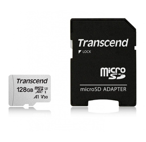 Флеш карта microSD 128GB Transcend microSDXC Class 10 UHS-I U3,  V30,  A1,   (SD адаптер),  TLC