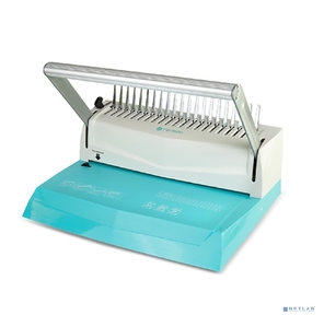 ГЕЛЕОС Переплетчик БП-16 бирюзово-белый на пластиковую пружину, А4,  ручная перфорация 16 листов,  переплет макс до 500 л.,  глубина перфорации 2-3-4-5 мм