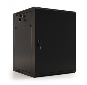 Hyperline TWB-0966-SR-RAL9004 Шкаф настенный 19-дюймовый  (19&quot;),  9U,  500x600х600мм,  металлическая передняя дверь с замком,  две боковые панели,  цвет черный  (RAL 9004)  (разобранный)