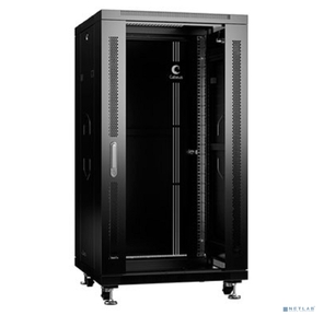 Cabeus SH-05C-22U60 / 60-BK Шкаф монтажный телекоммуникационный 19" напольный для распределительного и серверного оборудования 22U 600x600x1166mm  (ШхГхВ) передняя стеклянная и задняя сплошная металличес
