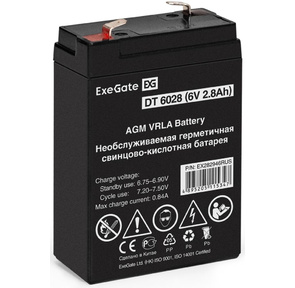 Exegate EX282946RUS Exegate EX282946RUS Аккумуляторная батарея ExeGate DT 6028  (6V 2.8Ah),  клеммы F1
