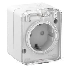 Schneider-electric ATN540145 AtlasDesign Profi54 розетка с заземлением со шторками IP54 16А 250B,  БЕЛЫЙ,  Россия