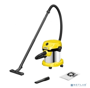 Строительный пылесос Karcher WD 2 Plus S V-15 / 4 / 18 1000Вт  (уборка: сухая / сбор воды) желтый