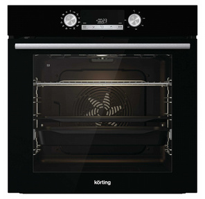 Встраиваемые электрические духовки Korting /  60 см,  встраиваемый духовой шкаф,  77 л,  очистка паром,  12 режимов,  черный цвет