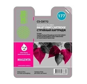 Картридж струйный Cactus CS-C8772 пурпурный для №177 HP PhotoSmart 3213 / 3313 / 8253 / C5183  (11, 4ml)