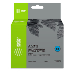 Картридж струйный Cactus CS-C4913 желтый для №82 HP Design Jet 500 / 800C  (72ml)