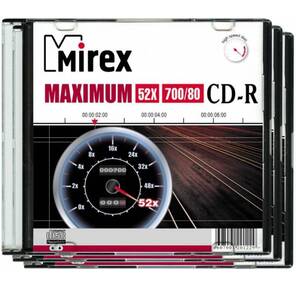 Диск CD-R Mirex 700 Mb,  52х,  Maximum,  Slim Case  (1),   (1 / 200)
