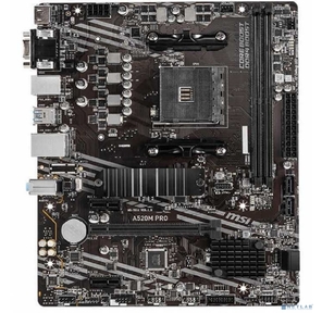 Материнская плата MSI A520M PRO Soc-AM4 AMD A520 2xDDR4 mATX AC`97 8ch (7.1) GbLAN RAID+VGA+HDMI+DP