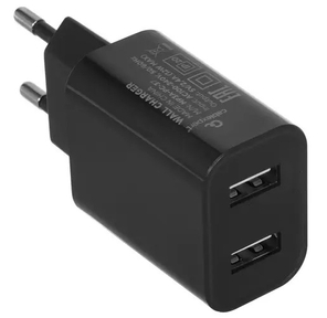 Cablexpert Адаптер питания USB 2 порта,  2.4A,  черный + кабель 1м Type-C  (MP3A-PC-37)