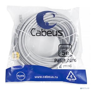 Cabeus PC-UTP-RJ45-Cat.5e-20m Патч-корд U / UTP,  категория 5е,  2xRJ45 / 8p8c,  неэкранированный,  серый,  PVC,  20м