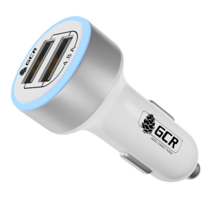 GCR Автомобильное зарядное устройство на 2 USB порта 4.8A,  белое,  LED индикация,  GCR-51984