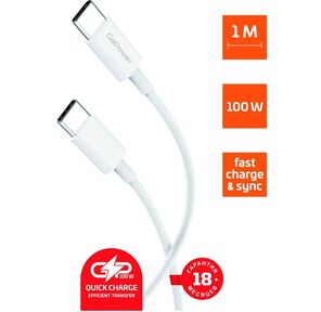 Кабель GoPower GP10TT-100W Type-C  (m)-Type-C  (m) 1.0м 100W белый  (1 / 200 / 800)