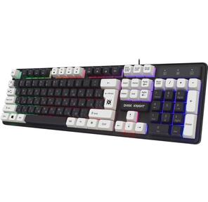 Defender Проводная игровая клавиатура Dark Knight GK-077 RU, черн-бел, 104кн, радужная [45077]