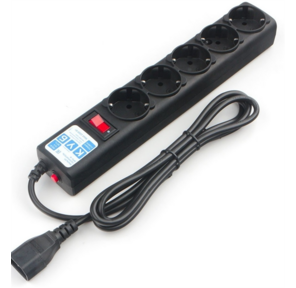 PowerCube Ф-удлинитель,  PC 0, 5м,  5р,  черн.граф. 10А,  UPS (C14),  SPG5-B1