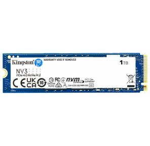 Твердотельный накопитель /  Kingston SSD NV3,  1000GB,  M.2 (22x80mm),  NVMe,  PCIe 4.0 x4,  3D TLC,  R / W 6000 / 4000MB / s,  TBW 320,  DWPD 0.3  (3 года)