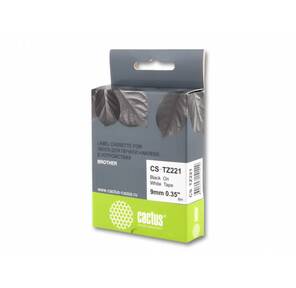 Лента Cactus CS-TZ221 для печати наклеек в устройствах Brother P-touch черный на белом 9мм x 8м