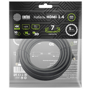 Cactus CS-HDMI.1.4-7 Кабель аудио-видео HDMI  (m) / HDMI  (m) 7м. Позолоченные контакты черный