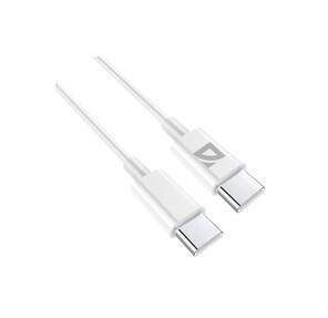 Defender USB кабель F182 TypeC-TypeC 2м,  60 Вт, PD, TPE, белый,  пакет  (87538)