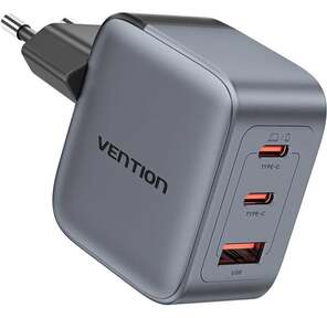 Vention FEXH0-EU Сетевое зарядное устройство на 3 порт USB С+C+A GaN 70W Серый