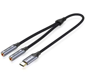 Переходник-разветвитель Vention гибкий USB-C M / Jack 3.5 mm F x 2 - 0.3м