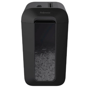 Шредер Fellowes PowerShred LX65 черный  (секр.P-4) / перекрестный / 10лист. / 22лтр. / скрепки / скобы / пл.карты
