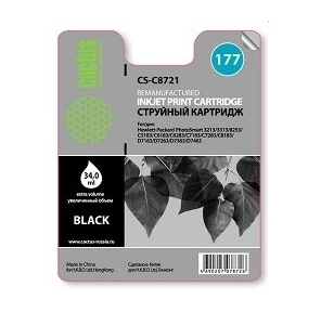 Картридж струйный Cactus CS-C8721 №177 черный для №177 HP PhotoSmart 3213 / 3313 / 8253 / C5183 / C6183  (34ml)