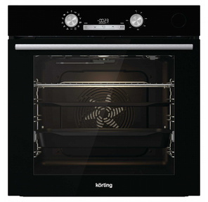Встраиваемые электрические духовки Korting /  60 см,  встраиваемый духовой шкаф,  77 л,  очистка паром,  12 режимов,  черный цвет