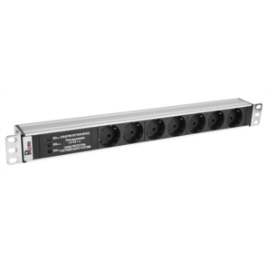 CMO R-10-7S-FI-440-Z Блок розеток Rem-10 без шнура с фил. и инд.,  7 Schuko,  вход IEC 60320 C14,  10A,  алюм.,  19"  (R-10-7S-FI-440-Z)