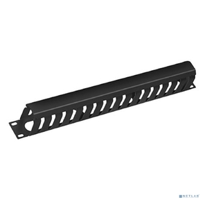 Cabeus JB07-1U-BK Кабельный органайзер 19" 1U с крышкой,  металлический,  цвет черный  (RAL9004)
