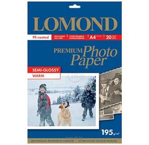 Фотобумага ПРЕМИУМ для стр.печати LOMOND А4,  195 г / м2 односторонняя Warm Semi- Glossy  (20л)