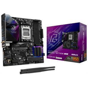Материнская плата ASROCK B850M RIPTIDE WIFI,  AM5,  B850,  4*DDR5,  4*SATA,  3*M.2,  4*USB 2.0,  3*USB 3.2,  Type-C,  2*PCIx16,  1*M.2  (Key E),  HDMI+DP,   mATX