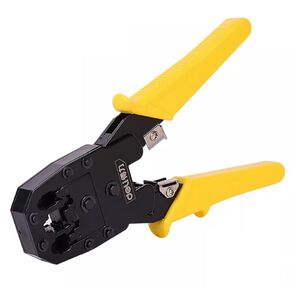 Обжимные клещи Deli DL2468 4P, 6P, 8P Размер: 200 мм. Спецификация обжима: 4P,  6P,  8P. Холоднокатаный стальной лист с черной отделкой ручка из ПВХ. Многофункциональность: резка проволоки,  зачистка.