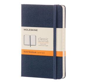 Блокнот Moleskine CLASSIC MM710B20 Pocket 90x140мм 192стр. линейка твердая обложка фиксирующая резинка синий сапфир