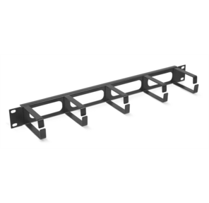 Cabeus JB08-1U-BK Кабельный органайзер горизонтальный 19" 1U,  5 колец,  металлический,  цвет черный  (RAL9004)