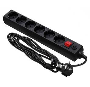 Сетевой фильтр Buro 600SH-16-3-B 3м  (6 розеток) черный  (коробка)