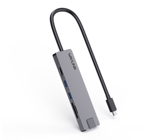 Docking Station WAVLINK USB-C  Travel Mini / 100W PowerDelivery /  1xUSB3.0 / 1xUSB2.0 / 1xHDMI 4K 60HZ / 1xGigabit LAN / SD / Micro SD Card Reader