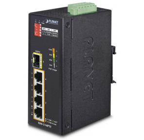 IP30 4-Port / TP + 1-Port Fiber (SFP) POE Industrial Fast Ethernet Switch  (-40 to 75 C)