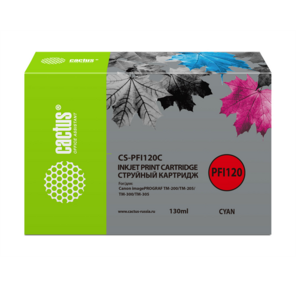 Картридж струйный Cactus CS-PFI120C голубой  (130мл) для Canon imagePROGRAF TM-200 / TM-205 / TM-300 / TM-305